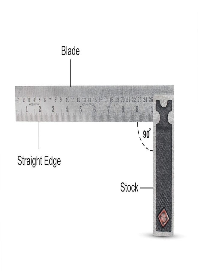 STONE 90 Degrees Stainless Steel Try Square Scale Ruler Measurement Tool - Image 3